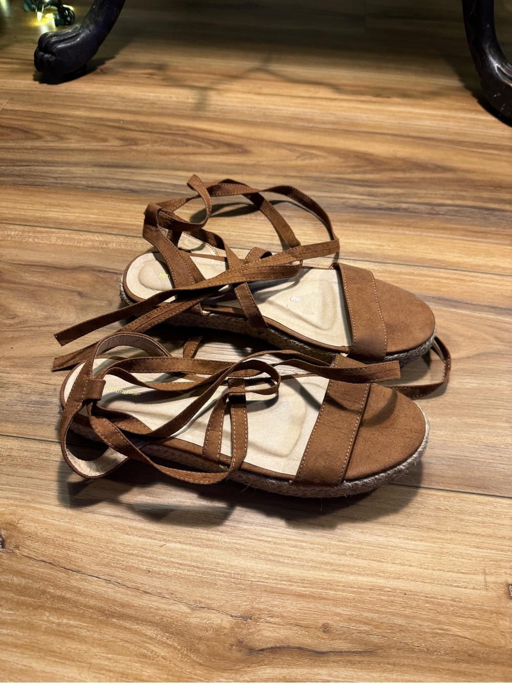 PrettyLittleThing Brown Lace-Up Espadrille Sandals with Ankle Ties